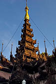 Myanmar - Mandalay, Shwe In Bin Kyaung a wonderful example of the Burmese unique teak architecture and wood-carving art. 